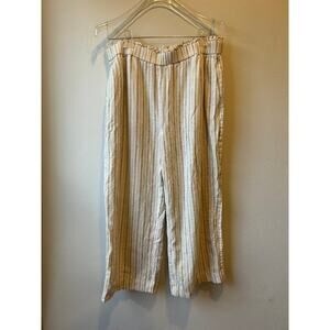 Calvin Klein Linen Blend Striped Cropped Pants M
